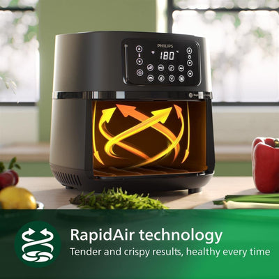 Philips Domestic Appliances Philips Airfryer 5000 Series XXL, 7,2 l (1,4 kg), 6 Portionen, 16-in-1 Airfryer, angeschlossenes WLAN, 90% weniger Fett mit Rapid Air Technologie, HomeID App (HD9285/91)