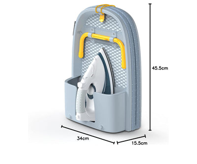 Joseph Joseph Pocket - Platzsparender faltbarer Bügeltisch, kompakte Tischplatte Bügeltisch mit Baumwollbezug, grau/gelb