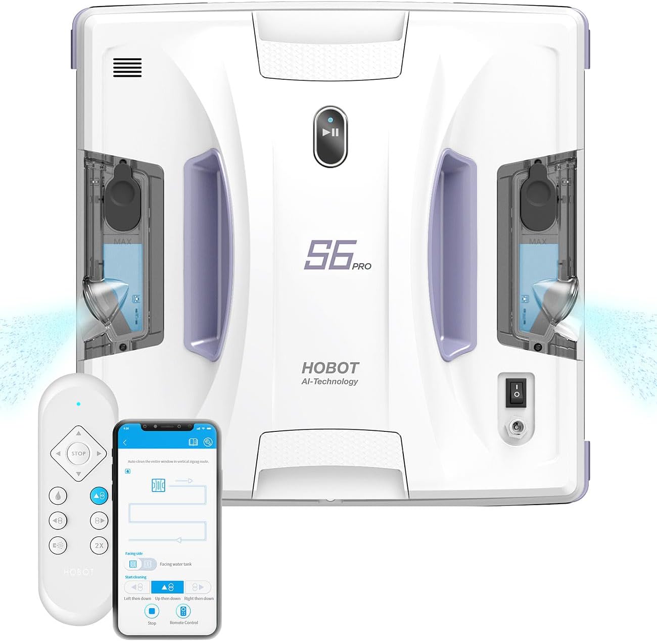 Sichler Exclusive Fensterputz-Roboter Akku: HOBOT S6 Pro Profi-Fensterputz-Roboter, Versandrückläufer (Fensterputz-Roboter Sprüh, Fensterputzroboter, Scheibenwischer)