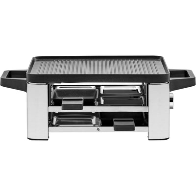 WMF Lono Raclette Grill mit Pfännchen und Schiebern, Raclette 4 Personen, 870 W, edelstahl matt