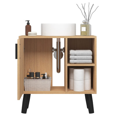 EUGAD Waschbeckenunterschrank mit Tür, Badezimmerschrank mit 2 offenen Ablagen, Schrank im Badezimmer, Unterschrank freistehend, Waschtischunterschrank