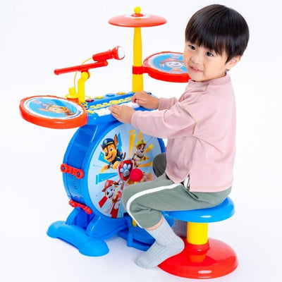 Lexibook, Paw Patrol, Elektronisches Set für Kinder, musikalisches Spielzeugspiel, realistischer Trommel-Sound, 8-Tasten-Tastatur, MP3-Stecker, Sitz inklusive, blau/rot, K610PA