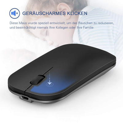 seenda Tastatur Maus Set Kabellos, Wiederaufladbare Kleine Funktastatur mit Maus, Leise Tastatur mit Aluminiumgehäuse für PC/Laptop/Smart TV, QWERTZ Layout, Grau