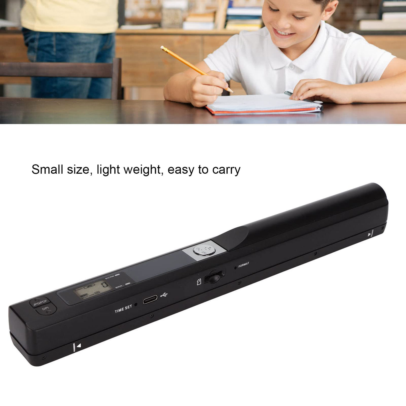 USB Handscanner, Wireless A4 Dokumentenscanner, 300 600 900DPI, JPEG und PDF Format, mit Speicherkarte, für Dokumente Fotos Zeitschriften(Schwarz)
