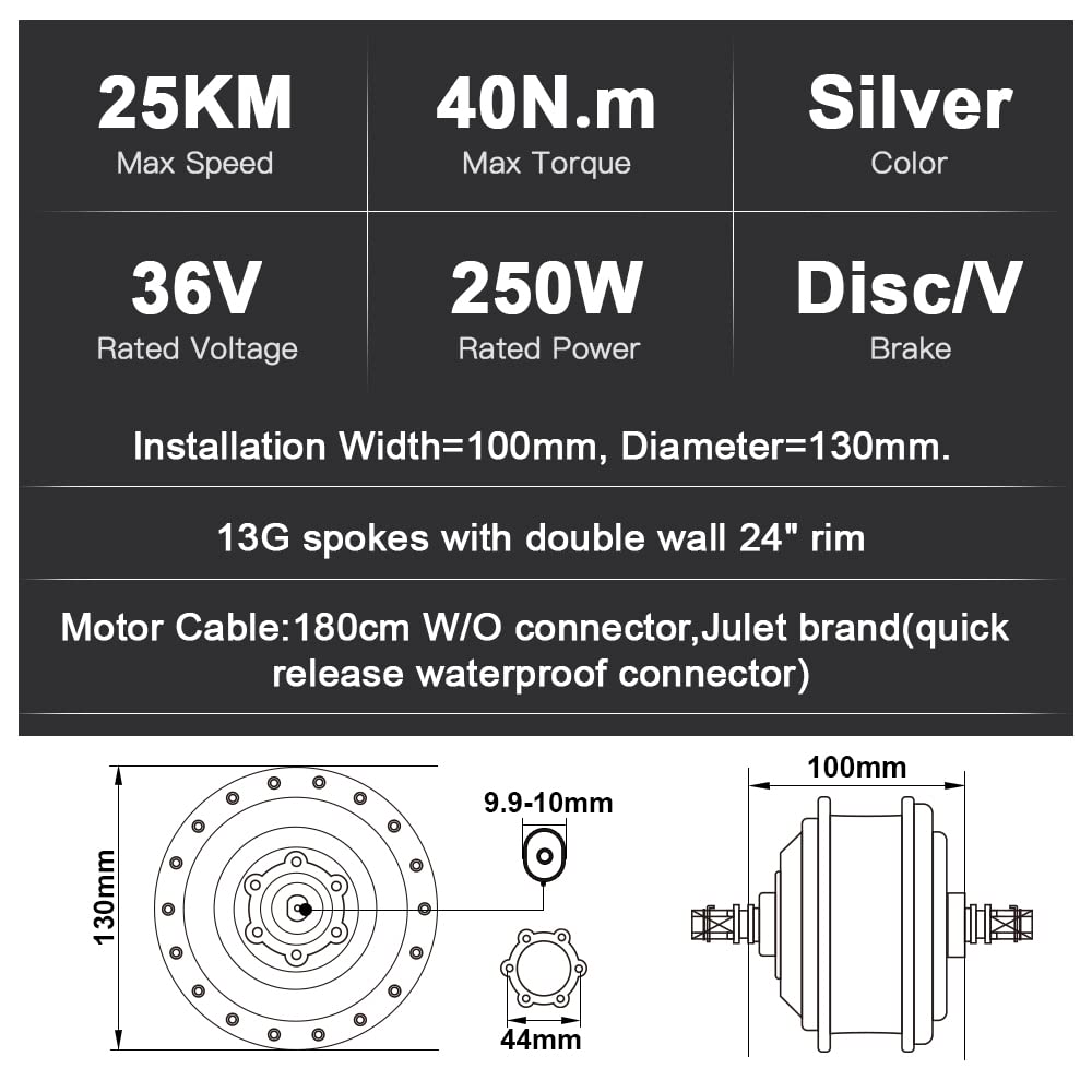 SEASON 20/24 / 26/28 / 700C Zoll Ebike Umbausatz 36V 250W Brushless Getriebe Vorderrad Nabenmotor, Elektrofahrrad Conversion Kit | LCD Display, Sensor (24'' 250W / 25km/h)