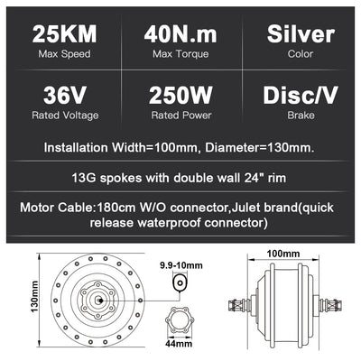 SEASON 20/24 / 26/28 / 700C Zoll Ebike Umbausatz 36V 250W Brushless Getriebe Vorderrad Nabenmotor, Elektrofahrrad Conversion Kit | LCD Display, Sensor (24'' 250W / 25km/h)