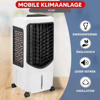 JUNG LIFETIME DAY Klimaanlage Mobil ohne Abluftschlauch, mit Fernbedienung, Timer, 3in1 - Luftkühler, Luftreiniger, Luftbefeuchter, Mobile Ventilator mit Wasserkühlung, Mobiles Klimagerät leise