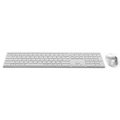 Rapoo 9850M kabelloses Tastatur-Maus Set Wireless Deskset 1600 DPI Sensor wiederaufladbarer Akku flaches Aluminium Design DE-Layout QWERTZ PC & Mac - weiß