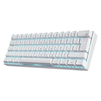 RK ROYAL KLUDGE RK61-DE 60% Bluetooth/kabelgebundene / 2,4 GHz kabellose mechanische Tastatur, 61 Tasten, Hot-Swap-fähige braune Schalter Gaming-Tastatur, kompatibel für Win/Mac, Weiß, QWERTZ