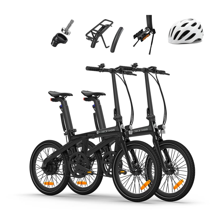 ADO E-Bike Air Carbon Elektrofahrrad, 2*Elektrofahrrad,ebike Damen/ebike Herren,Bike,klapprad Riemenantrieb 14,5Kg IPS LCD Display, GPS,ADO APP,250W (Schwarz+Schwarz)