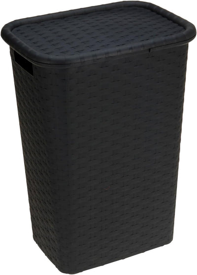Wäschekorb Wäschebox in Flecht Rattan Optik 65 Liter - schwarz - Wäschetruhe Wäschekorb