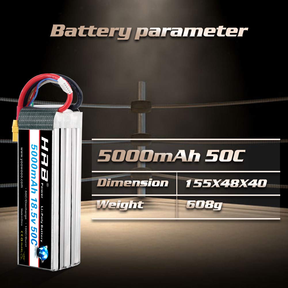 HRB 18.5 V 5000 mAh 50C 5S XT90 Lipo Battery Pack for RC Car RC Truck RC Truggy RC Airplane Drone DIY Hobby