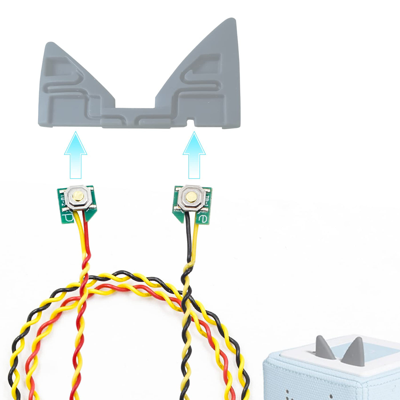 2 Stücke Ersatz Tasten Kabel mit Schraubendreher für Toniebox Lautstärkeregler Tasten Ohren (Nur Tasten Kabel), Mikrotaster Button Reparatur Zubehör Kompatible mit Toniebox Lautstärkeregler Tasten