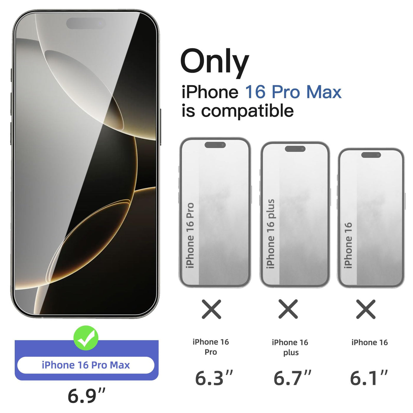 NEW'C 3 Stück, Panzer Schutz Glas für iPhone 16 Pro Max (6,9"), Frei von Kratzern, 9H Härte, HD Displayschutzfolie, 0.33mm Ultra-klar, Ultrabeständi