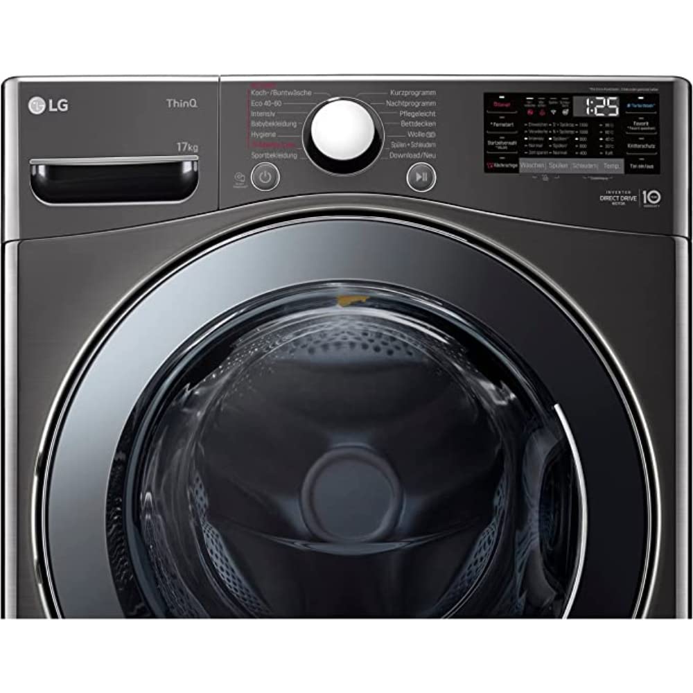 LG F11WM17TS2B, Frontlader-Waschmaschine 17 kg, Klasse E, 1.100 U./Min., 70x77x99 cm, Turbowash 59 Minuten, 6 Motion DirectDrive, Wi-Fi, Metallic Black Steel