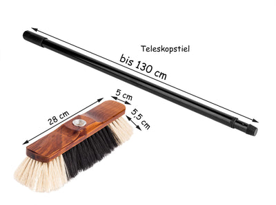 BigDean 2X Zimmerbesen mit Stiel - Besen Holzbesen Teleskopstiel Stubenbesen Haushaltsbesen Kehrbesen - Made in Germany - Extra weiche Kunstborsten