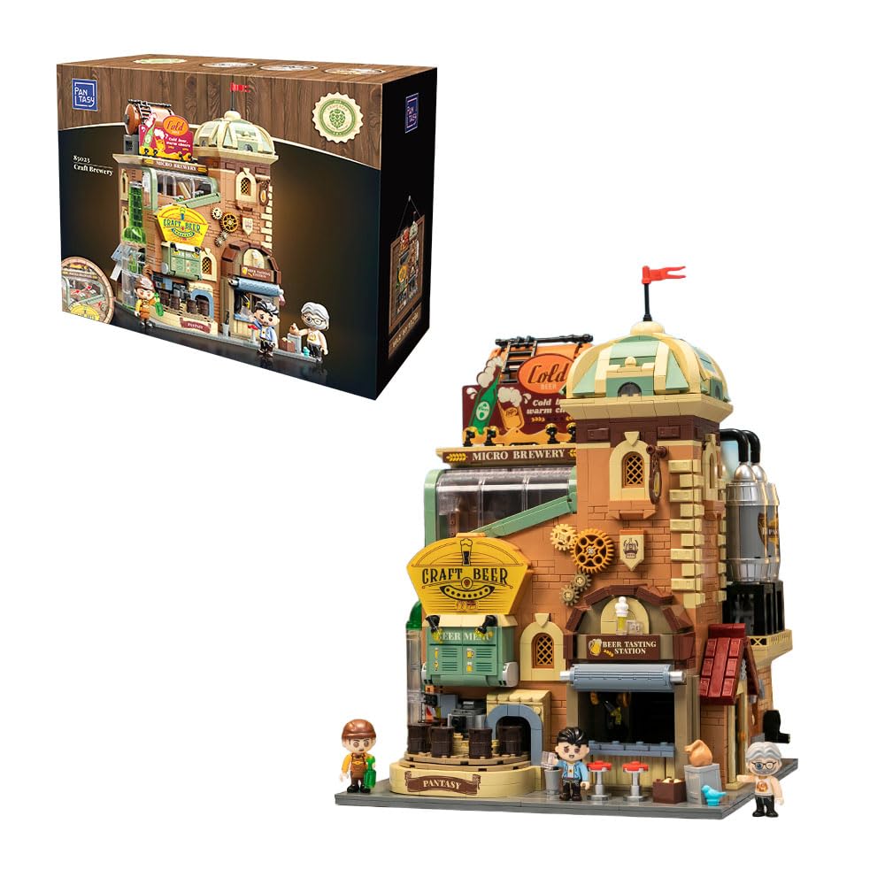 PANTASY Craft Beer Brewery Building Set für Erwachsene, intage-Mikrobrauerei-Fabrikmodell mit modularer Architektur, dynamischen Mechanismen präsentationsfertigem Design