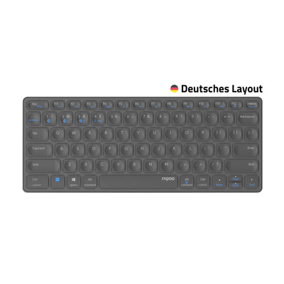 Rapoo E9600M kabellose Tastatur wireless Keyboard flaches Aluminium Design umweltfreundlicher wiederaufladbarer Akku DE-Layout QWERTZ PC & Mac - dark grey