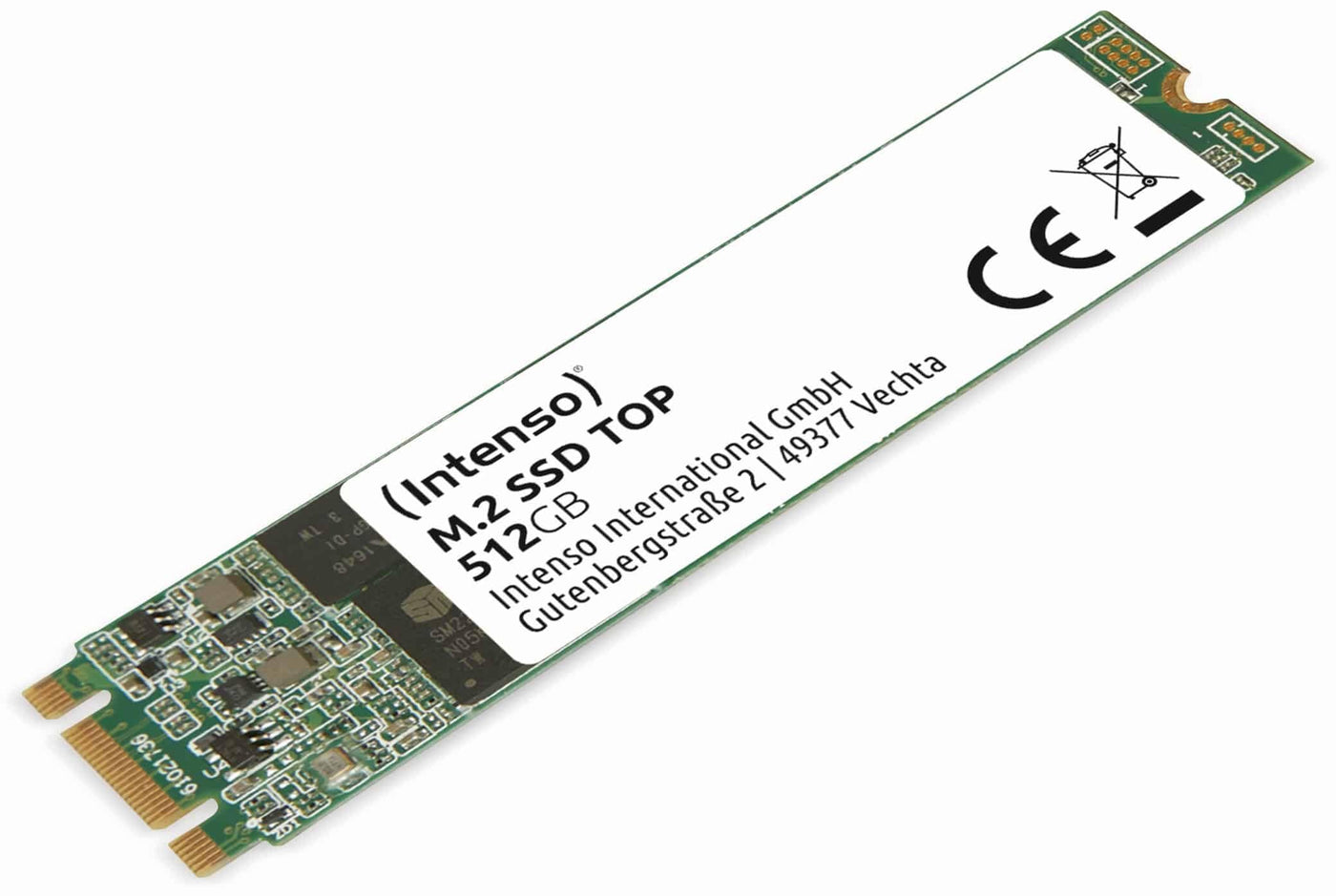 Intenso Interne M.2 SSD SATA III Top, 512GB, 550MB/Sekunde, Festkörper-Laufwerk