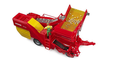 bruder 02130 - Grimme SE 75-30 Kartoffelvollernter mit 80 Kartoffelimitaten - 1:16 Erntemaschine Anhänger Traktor Kartoffelernter