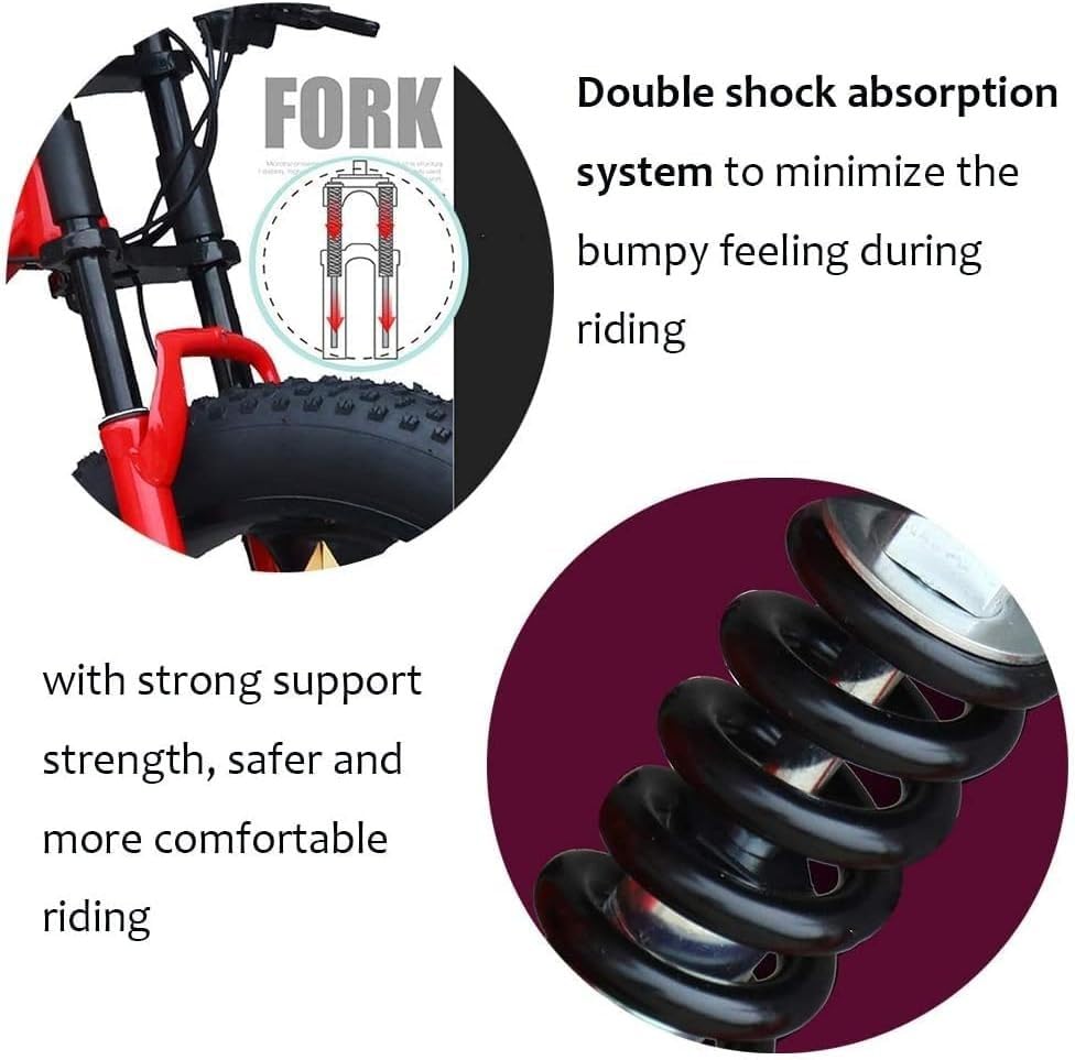 Kcolic Mountainbike, 26 Zoll 21 Gang Fat Tire Fahrrad, Rahmen Aus Kohlenstoffstahl, Vollfederung, Doppelscheibenbremse, 4,0 Zoll Dicke Räder Für Trail Und Strandfahrten D,26in21