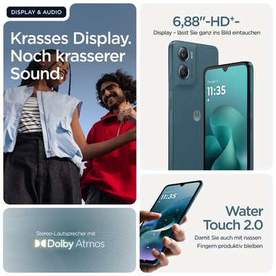 Motorola Moto g06 Smartphone (Kratzfestes 6,88"-HD+-Display Dank Corning Gorilla Glass 3, wasserabweisend, 50-MP-Kamera, 4/256 GB, 5100 mAh, TurboPower-Aufladen) Pantone Tapestry, inkl. Schutzcover