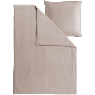 Pure Label Halbleinen Bettwäsche 155x220 cm mit Kissenbezug 80x80 cm in Taupe - Bügelfreie Bettwäsche Sets 155 x 220 aus belgischem Leinen und feinster Baumwolle