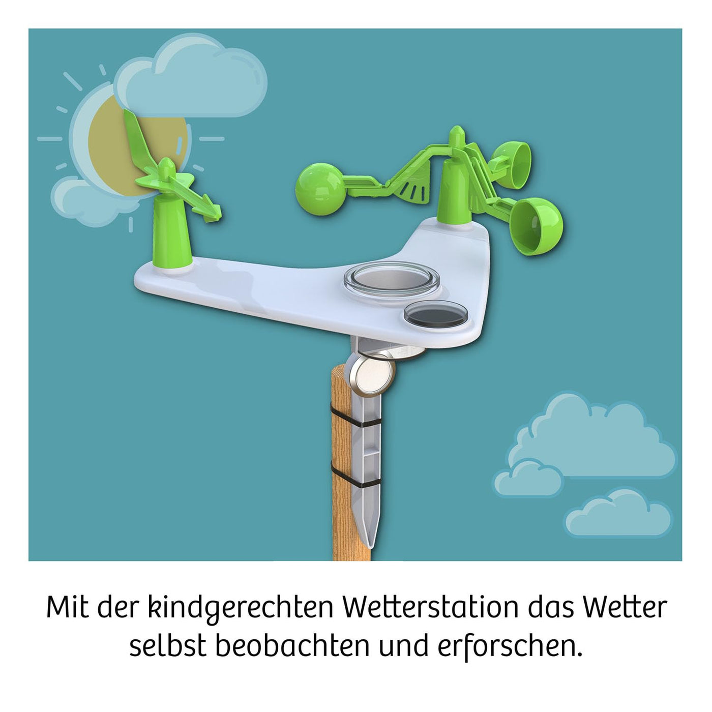 KOSMOS 636142 Wetterstation, Erforsche Wetter und Klima, mit Windmesser, Kompass und Thermometer, Experimentierkasten für Kinder ab 8 Jahre,
