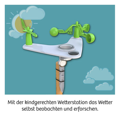 KOSMOS 636142 Wetterstation, Erforsche Wetter und Klima, mit Windmesser, Kompass und Thermometer, Experimentierkasten für Kinder ab 8 Jahre,