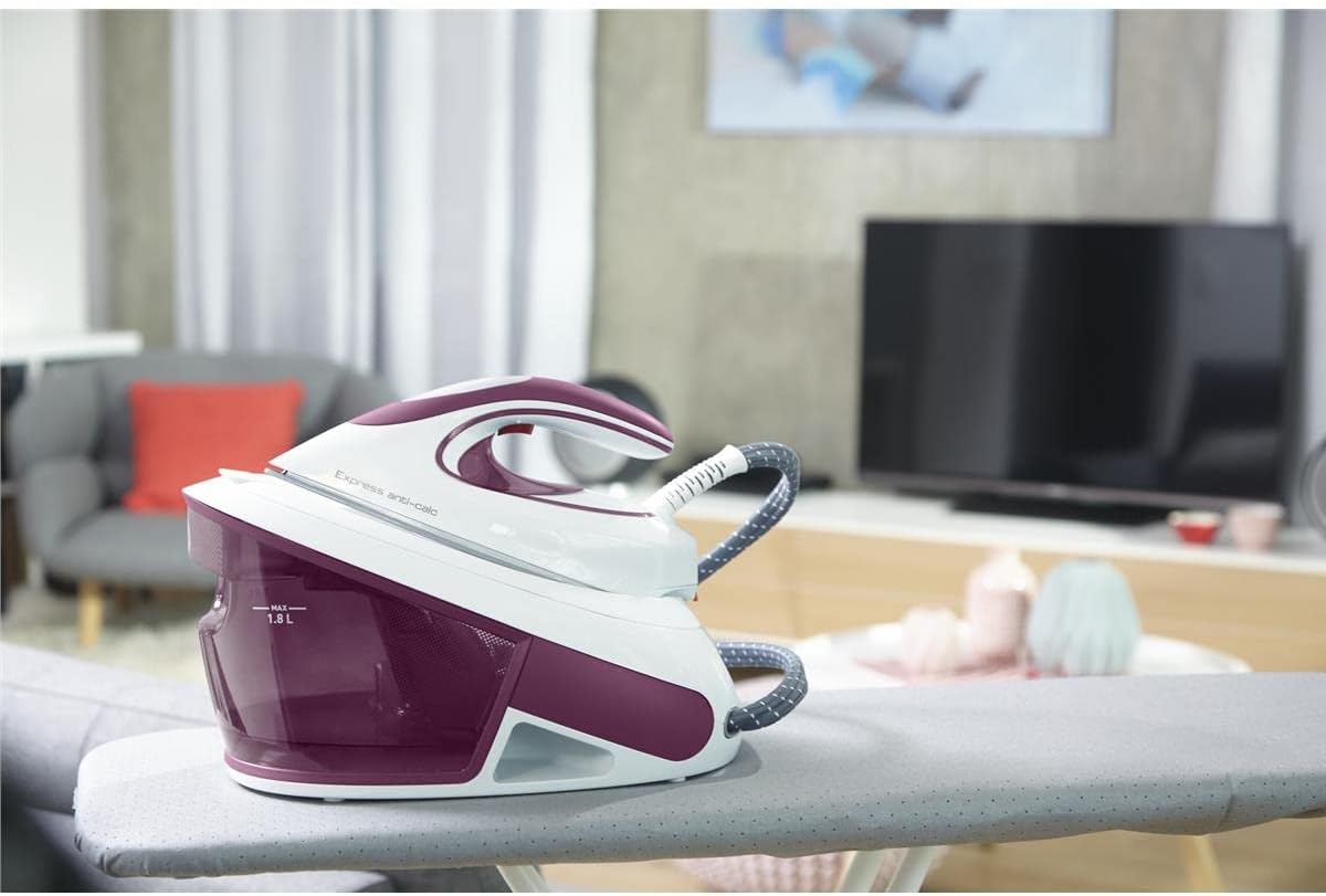 Tefal SV8054 Express Anti-Kalk Dampfbügelstation | 2800W | 6,5-Bar | Anti-Kalk-Kollektor | Optimale Dampf-/Temperaturkombination für alle Stoffarten | Automatische Abschaltung | 1.8 L | 35x21x24cm