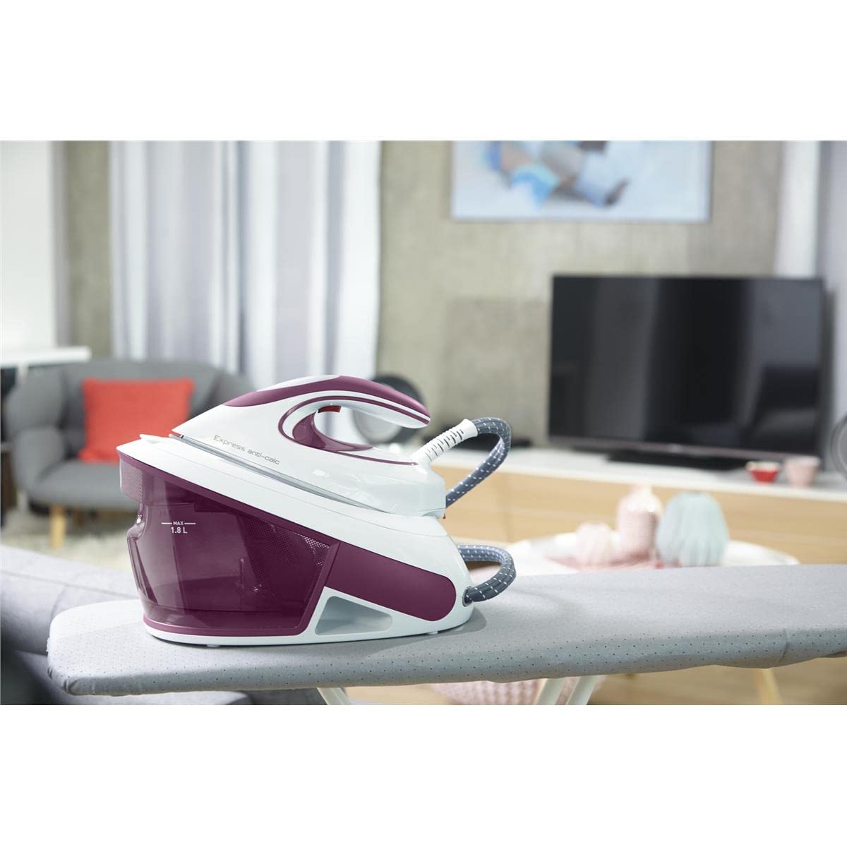 Tefal SV8054 Express Anti-Kalk Dampfbügelstation | 2800W | 6,5-Bar | Anti-Kalk-Kollektor | Optimale Dampf-/Temperaturkombination für alle Stoffarten | Automatische Abschaltung | 1.8 L | 35x21x24cm