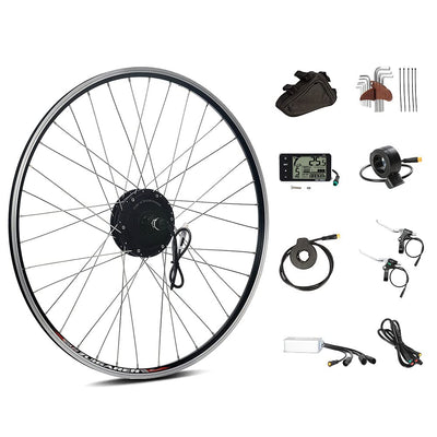 SEASON 28'' E-Bike Umbausatz 36V 350W Brushless Getriebe Hinterrad Nabenmotor, passend für Kassette 8/9/10 Gang, mit LCD Anzeige