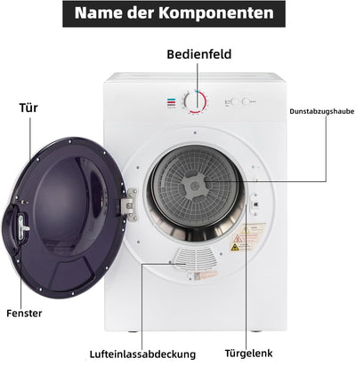 LEADZM Mini Wäschetrockner Elektrischer Trockner Ablufttrockner,3KG,40L,900W,3 Trocknungsmodi