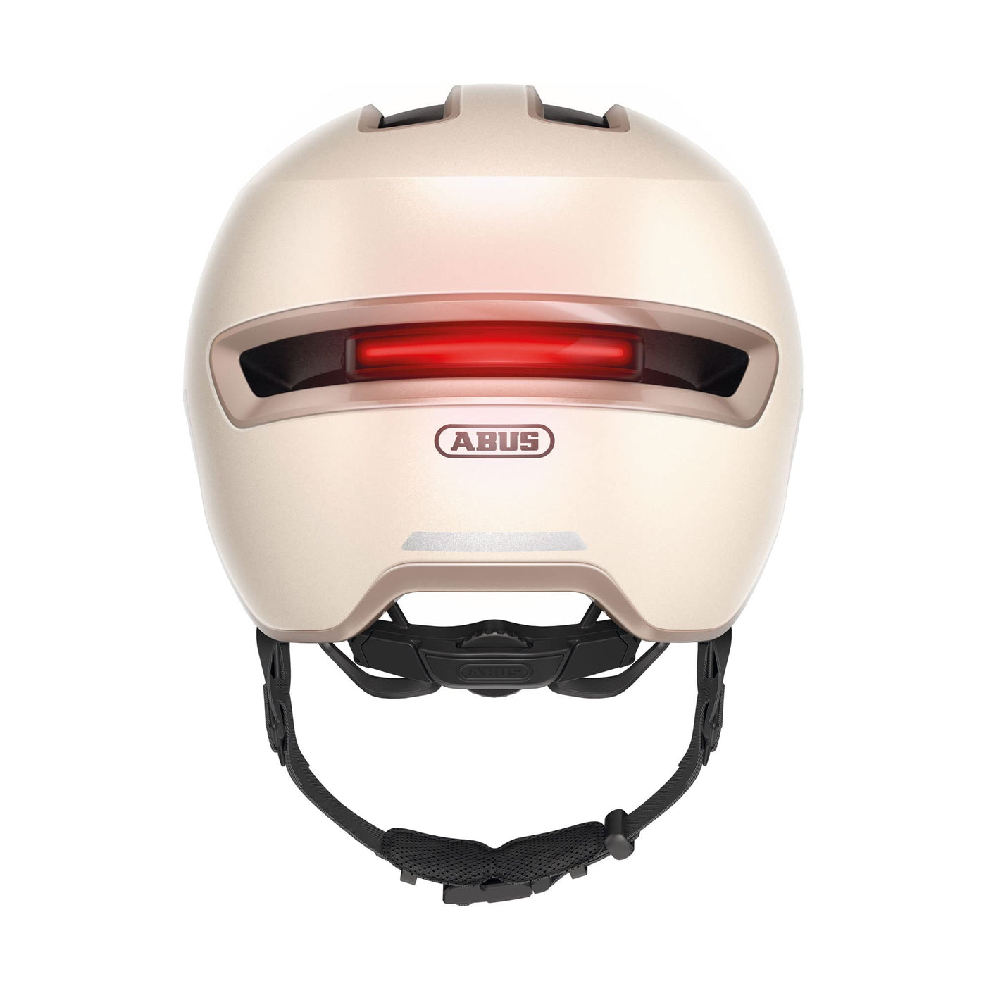 ABUS Urban Helm HUD-Y - mit magnetischem, aufladbarem LED-Rücklicht & Magnetverschluss - cooler Fahrradhelm für den Alltag - für Damen und Herren - Titan/Rot Matt, Größe M