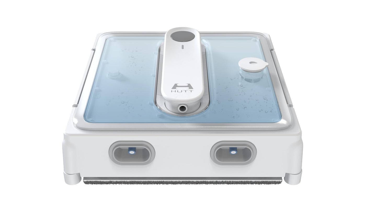 HUTT W9 Fensterputzroboter mit 150ml Panorama-Tank (3800Pa Saugleistung, Kanten- und Hinderniserkennung, Für Glas, Fliesen, Wintergärten, Spiegel etc, 13 Sensoren, Sicherungsseil, 4X Reinigungstuch)