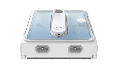 HUTT W9 Fensterputzroboter mit 150ml Panorama-Tank (3800Pa Saugleistung, Kanten- und Hinderniserkennung, Für Glas, Fliesen, Wintergärten, Spiegel etc, 13 Sensoren, Sicherungsseil, 4X Reinigungstuch)