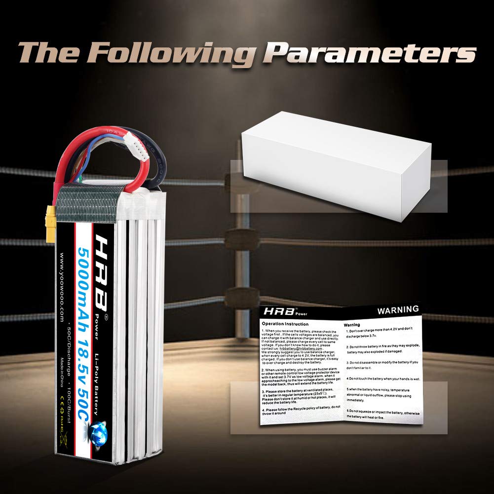 HRB 18.5 V 5000 mAh 50C 5S XT90 Lipo Battery Pack for RC Car RC Truck RC Truggy RC Airplane Drone DIY Hobby