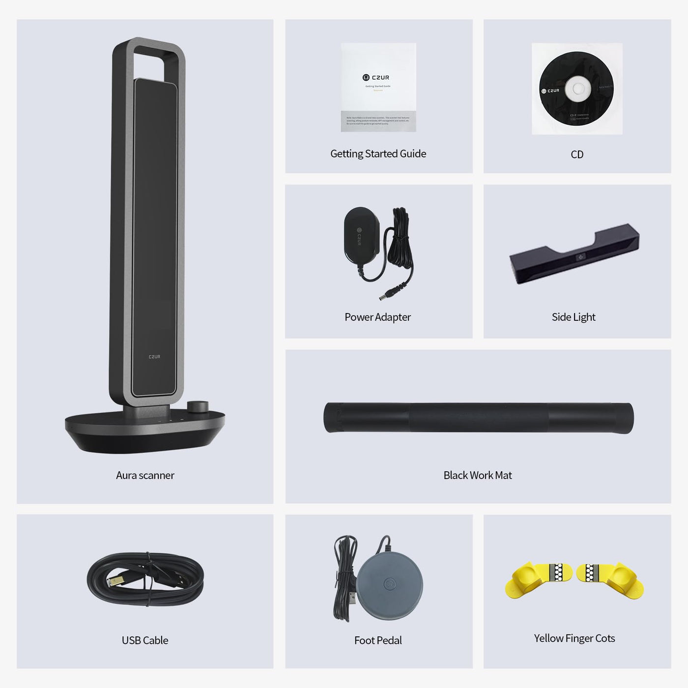CZUR Buchscanner 14MP Scanner mit Led Schreibtischlampe, Dokumentenscanner mit OCR für Win und Mac, HD Dokumentenkamera scan bis zu A3 (Aura Pro)
