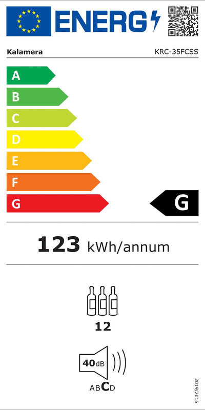 Kalamera Weinkühlschrank, 12 Flaschen 35 Liter Weinklimaschrank klein mit Kompressor, 5-18°C, KRC-35FCSS