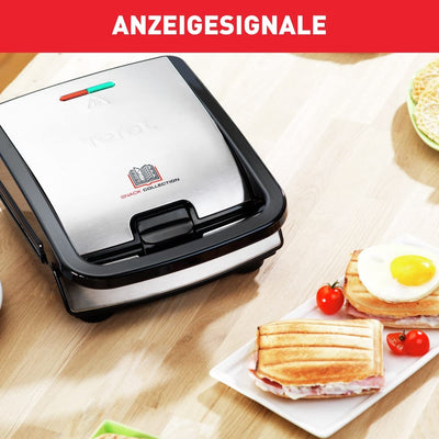 Tefal SW853D Snack Collection | Waffeleisen und Sandwiches | Erweiterbar | Platten Antihaftbeschichtet | Spülmaschinengeeignet | Praktische Aufbewahrungsboxen | schwarz/Edelstahl