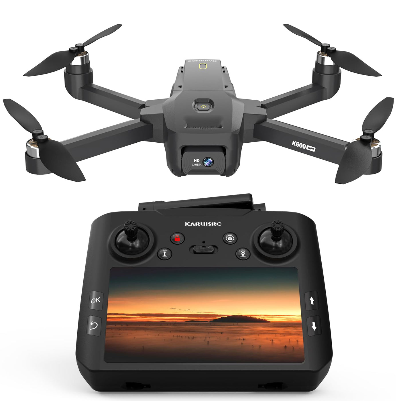 GPS Drohne mit Kamera, 4.5inch LCD Fernbedienung, GPS Auto Rückkehr, 32G SD Karte, Drone Professional, bürstenloser Motor optischer Fluss, 3 Geschwindigkeiten für Erwachsene/Anfänger