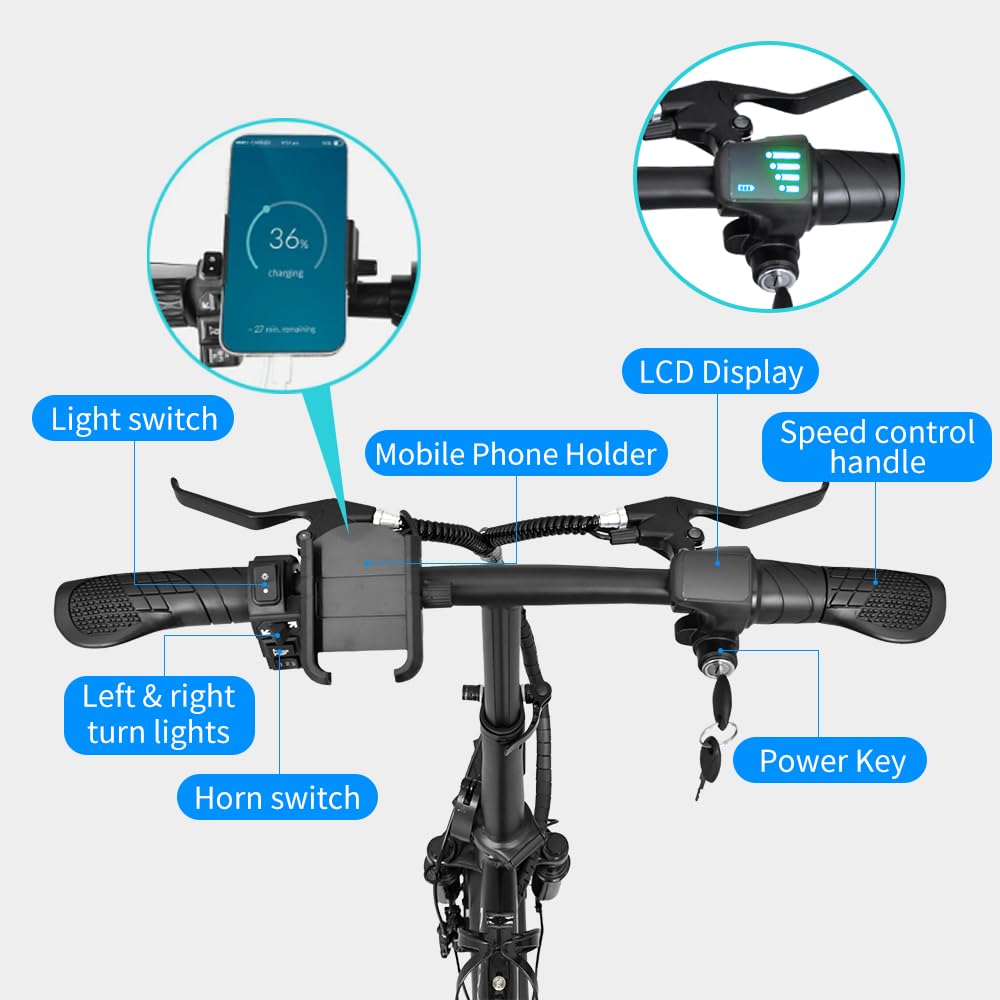 DEEPOWER Klappbares Elektrofahrrad, Elektrofahrrad, 48V 30Ah herausnehmbarer Akku, 90-135 KM PAS Meilenzahl, 250W Motor, Doppelscheibenbremsen, Citybike für Erwachsene (30Ah)