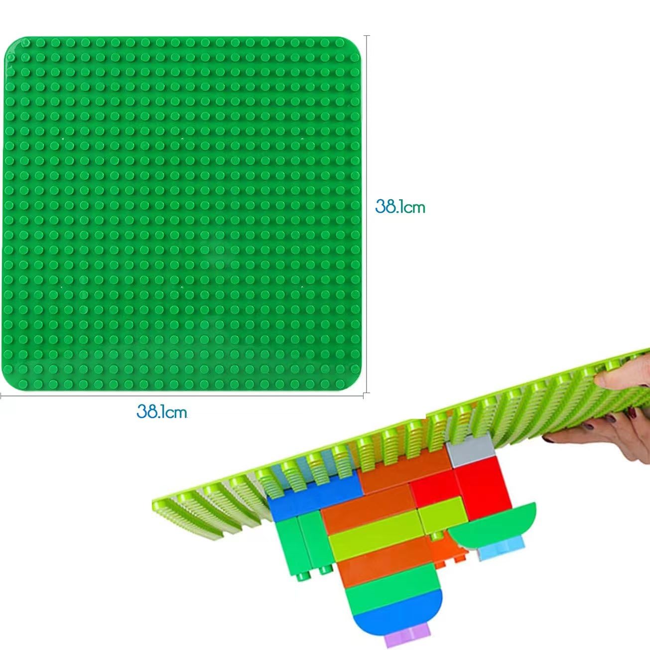 2 Große Bauplatte Kompatibel mit Lego Duplo Platten,38.4 * 38.4cm Classic Grundplatte mit 24 x 24 Noppen für Duplo Steine,Konstruktionsspielzeug für Kleinkinder,Mädchen und Jungen, Grün