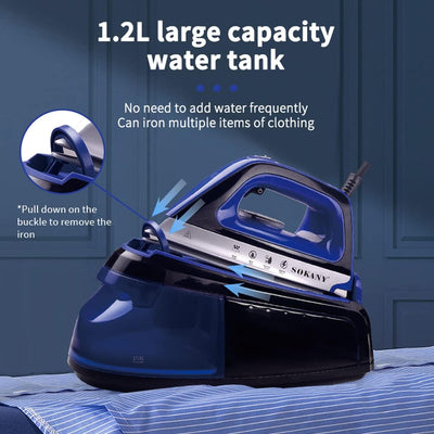 SOKANY SK-188 Anti-Kalk Dampfbügelstation, Keramiksohle Dampfbügeleisen, Leistungsstark 2400W, Wassertank 1,2L | Calc Clear-Technologie | Automatische Abschaltung
