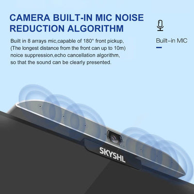 SKYSHL Ultra-HD 4K Kamera für Videokonferenzen 8 MIC Webcam Videokonferenzsystem mit Rauschunterdrückung,AI Tracking, Autofokus, Digitalzoom, für Besprechungsräume/Spiele/Unterricht/Streaming-VCC4K