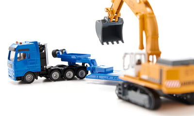 siku 1847, Schwertransporter mit Tiefbettauflieger, 1:87, Metall/Kunststoff, Blau/Gelb, Abkoppelbarer Auflieger