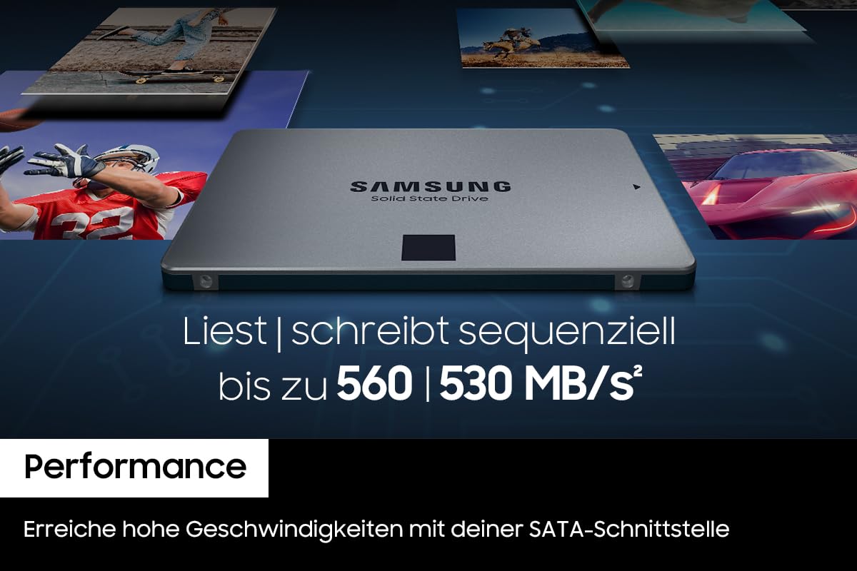 Samsung 870 QVO SATA III 2,5 Zoll SSD, 1 TB, 560 MB/s Lesen, 530 MB/s Schreiben, Interne SSD, schnelle Festplatte als Ersatz für HDD, MZ-77Q1T0BW
