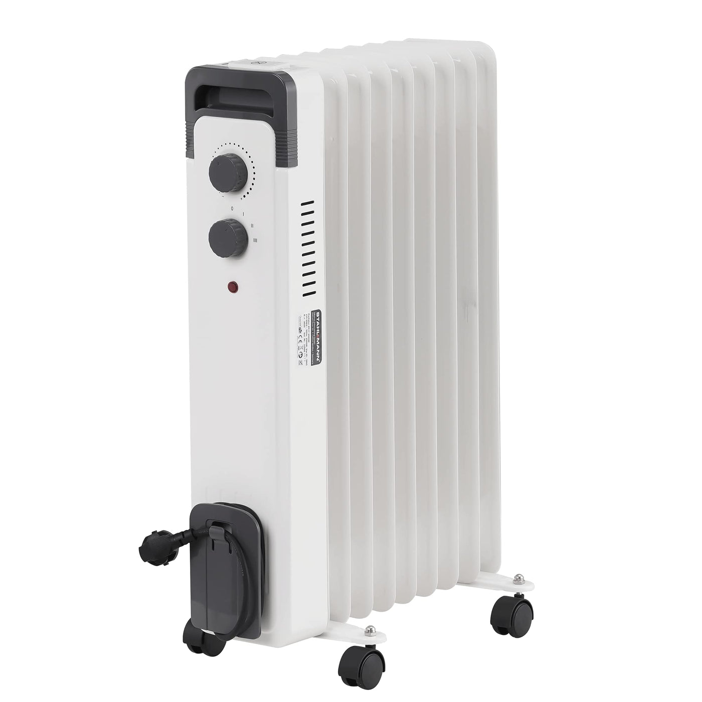 STAHLMANN Ölradiator ZR17 2000 Watt – Elektroheizung Energiesparend bis 40 qm Fläche – Heizung Elektrisch mit Thermostat und 3 Heizstufen – Elektrisches Heizgerät, Electric Heater Weiss