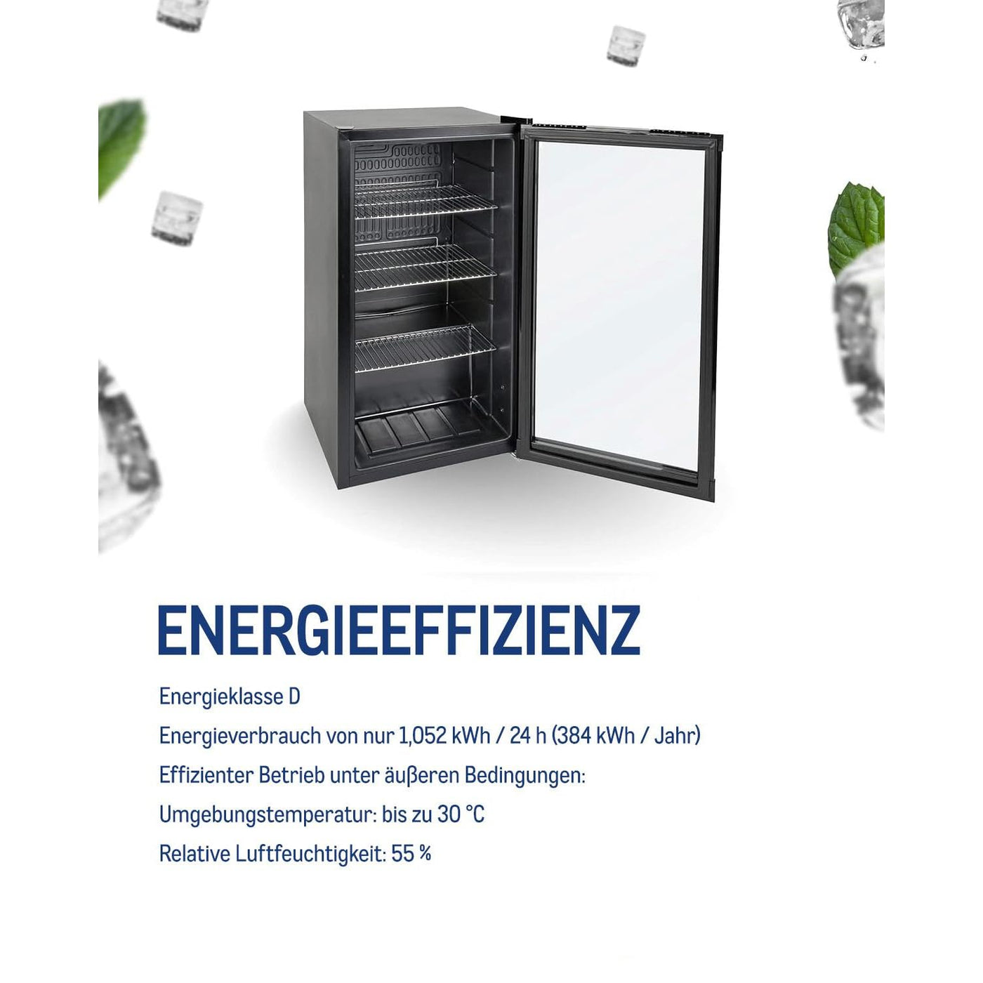 METRO Professional Mini-Kühlschrank GPC1088, 88 L, 1.052 kWh/24h, 3 Edelstahl-Drahtböden, schwarz