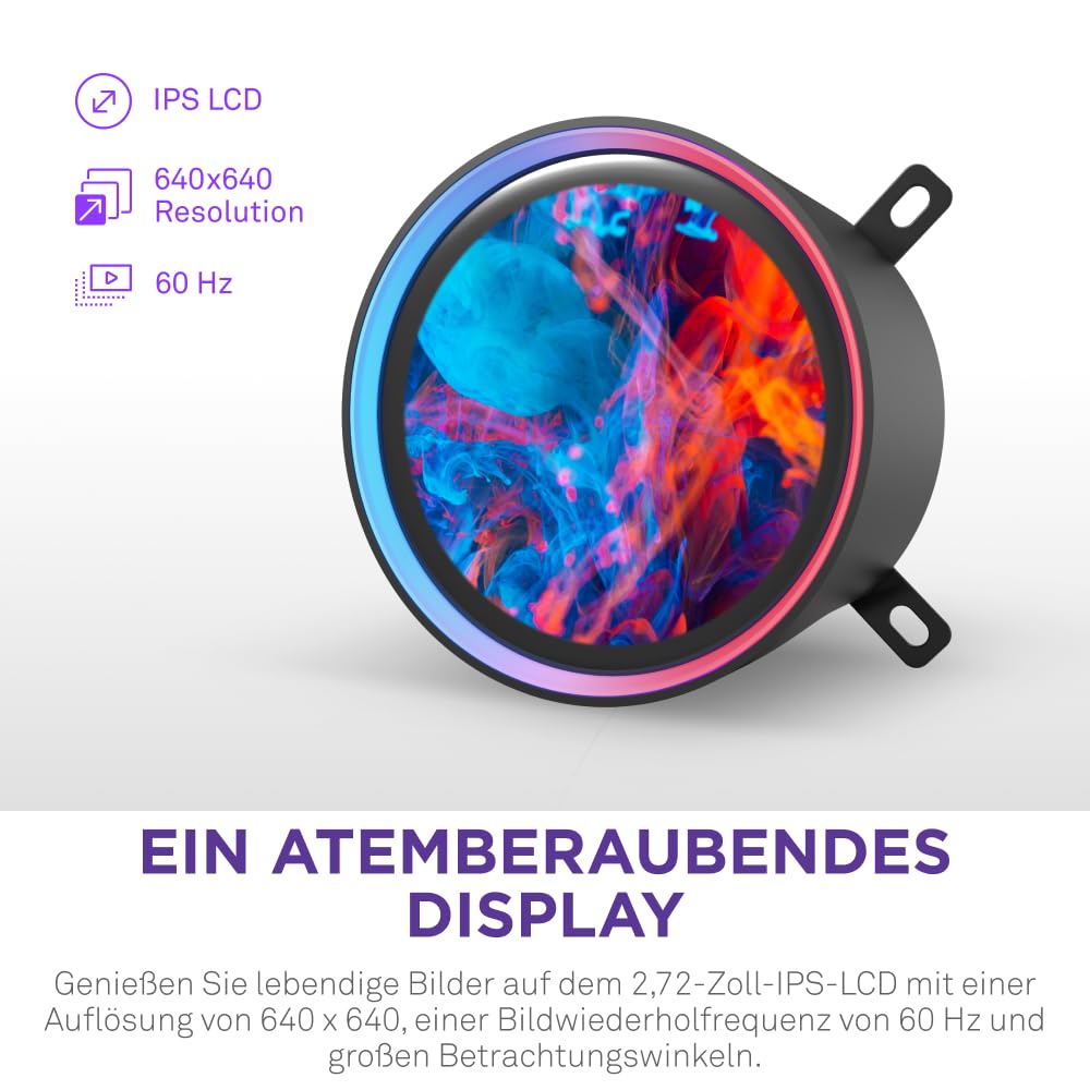 NZXT Kraken Elite 360 RGB - AIO CPU-Flüssigkeitskühler - 360-mm-Radiator - F360 RGB Core-Lüfter - Anpassbares 2,72"-IPS LCD - Turbine Pump - Intel LGA 1700, 1200/115X, 1851 - AMD AM5, AM4 - Schwarz